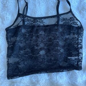 Black floral lace club tank